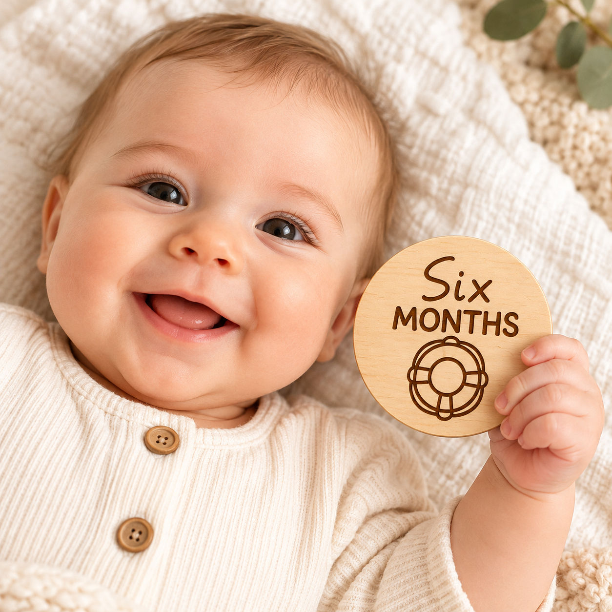 Nautical Baby Milestone Discs – Set of 12 Wooden Monthly Markers