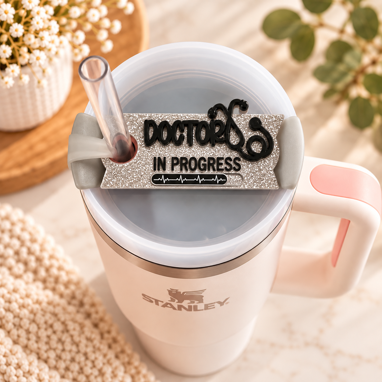 Doctor in Progress Stanley tumbler topper with raised lettering