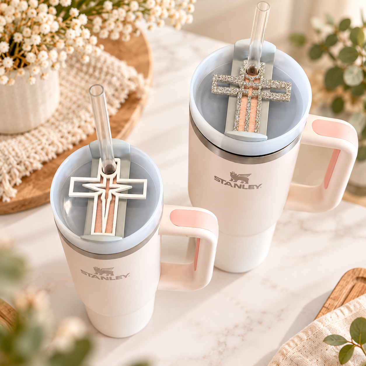 Cross Tumbler Straw Topper / Stanley Cup Accessory