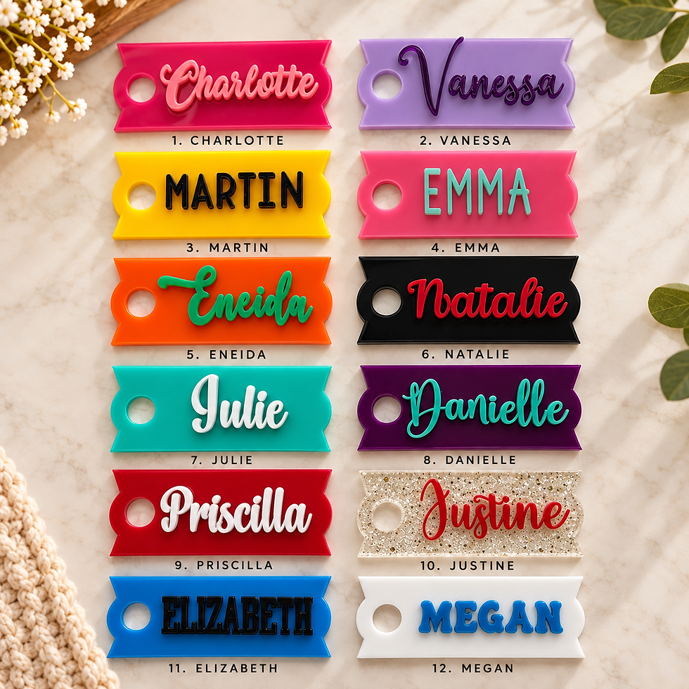 Thumbnail: Custom name Stanley tumbler toppers in assorted acrylic colours
