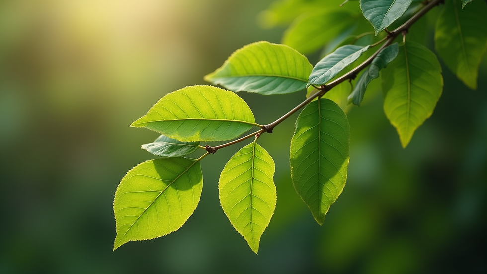 Close-up view of fresh moringa leaves on a branch