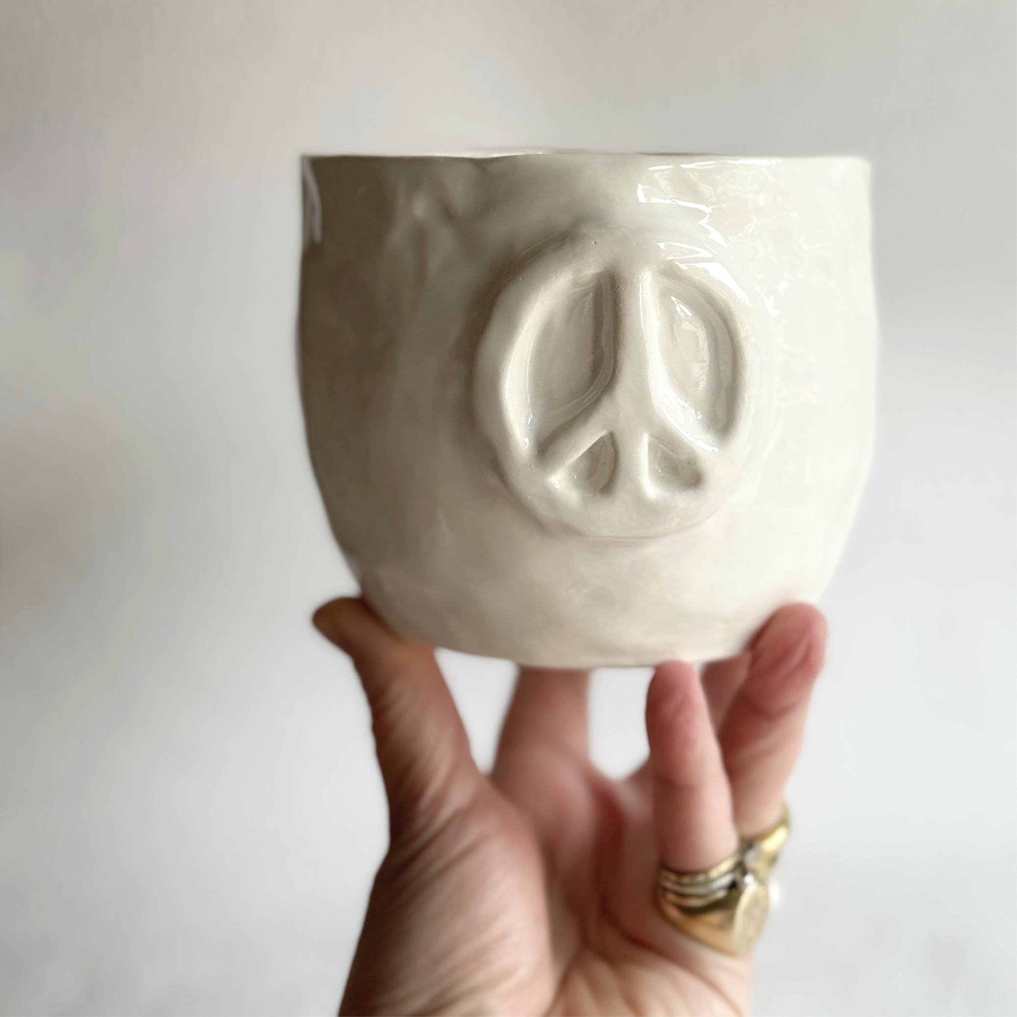chunky peace sign cereal bowl