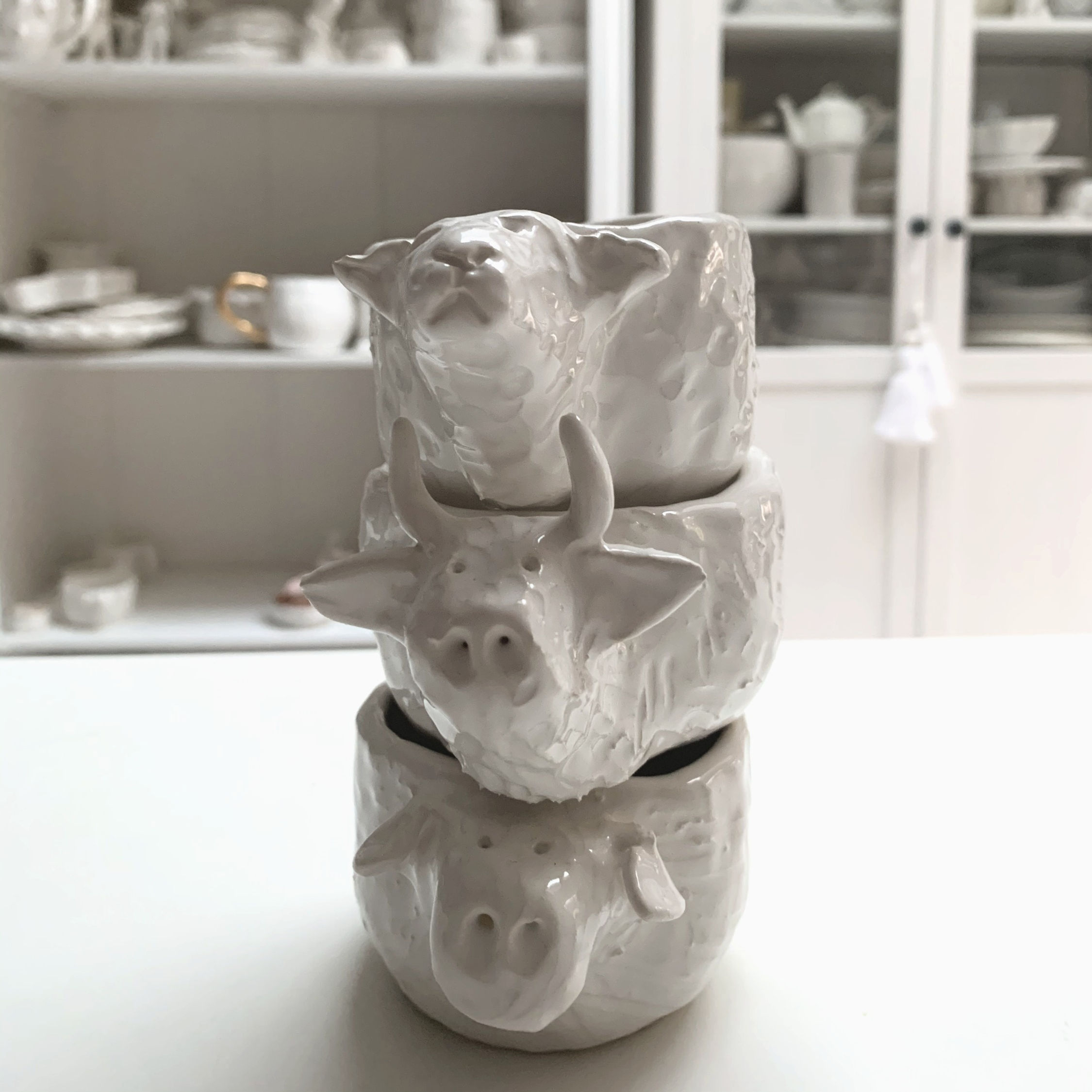 sauce pot - pig, cow, sheep