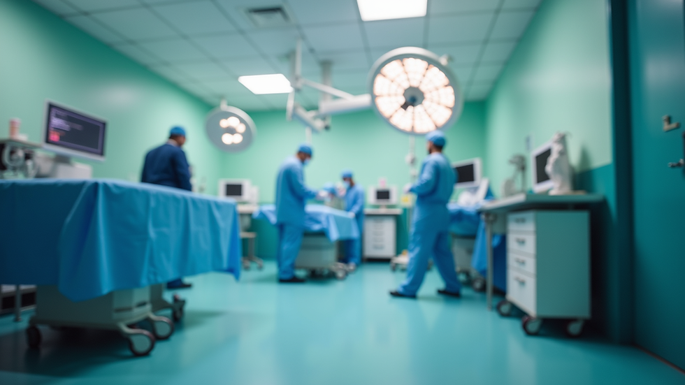 Eye-level view of a modern hospital operating room prepared for knee surgery