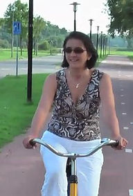 Aletta Stevens on bicycle in NL (1).JPG