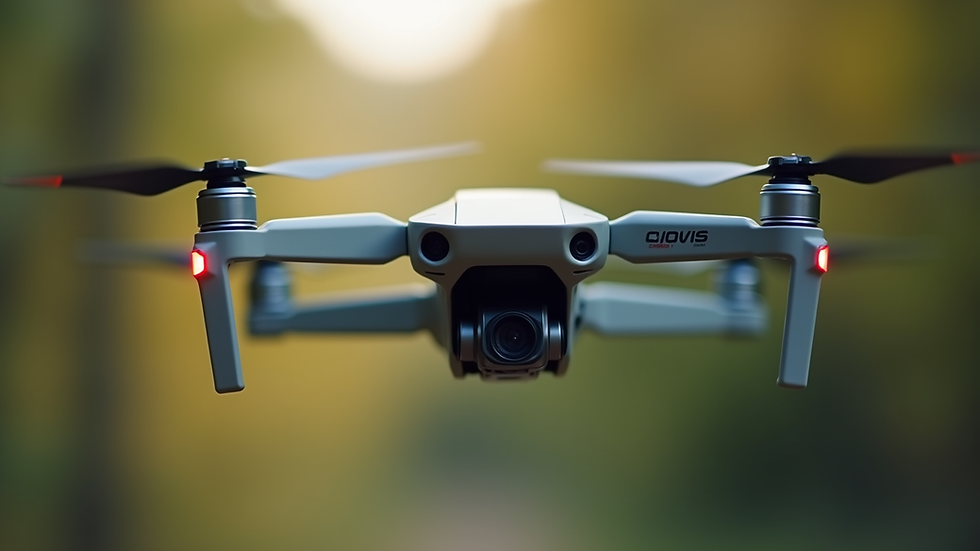 Close-up de drone em voo durante aula prática ao ar livre
