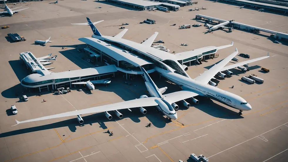 High angle view of a modern airport terminal