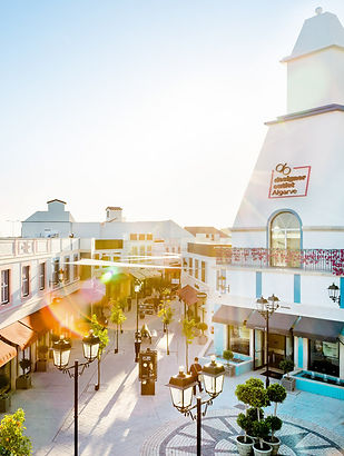 Aerial view of Algarve Outlet shopping destination – premium retail and lifestyle imagery.