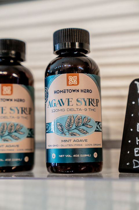Bottles of Hometown Harvest agave syrup 