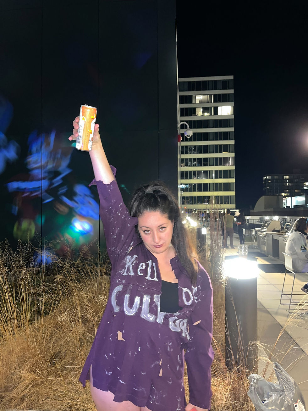 Kiki's famed "fabric of Kellogg" Halloween costume