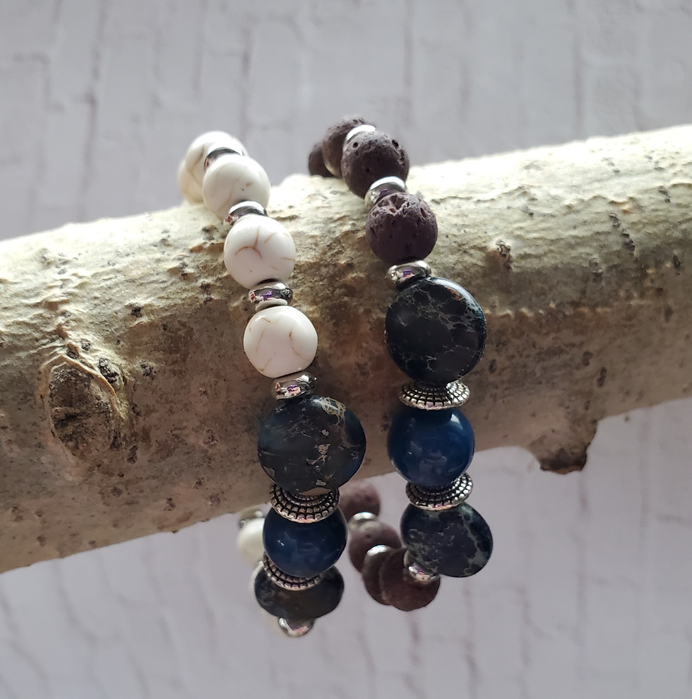 Thumbnail: Lava Stone and Blue Bracelet