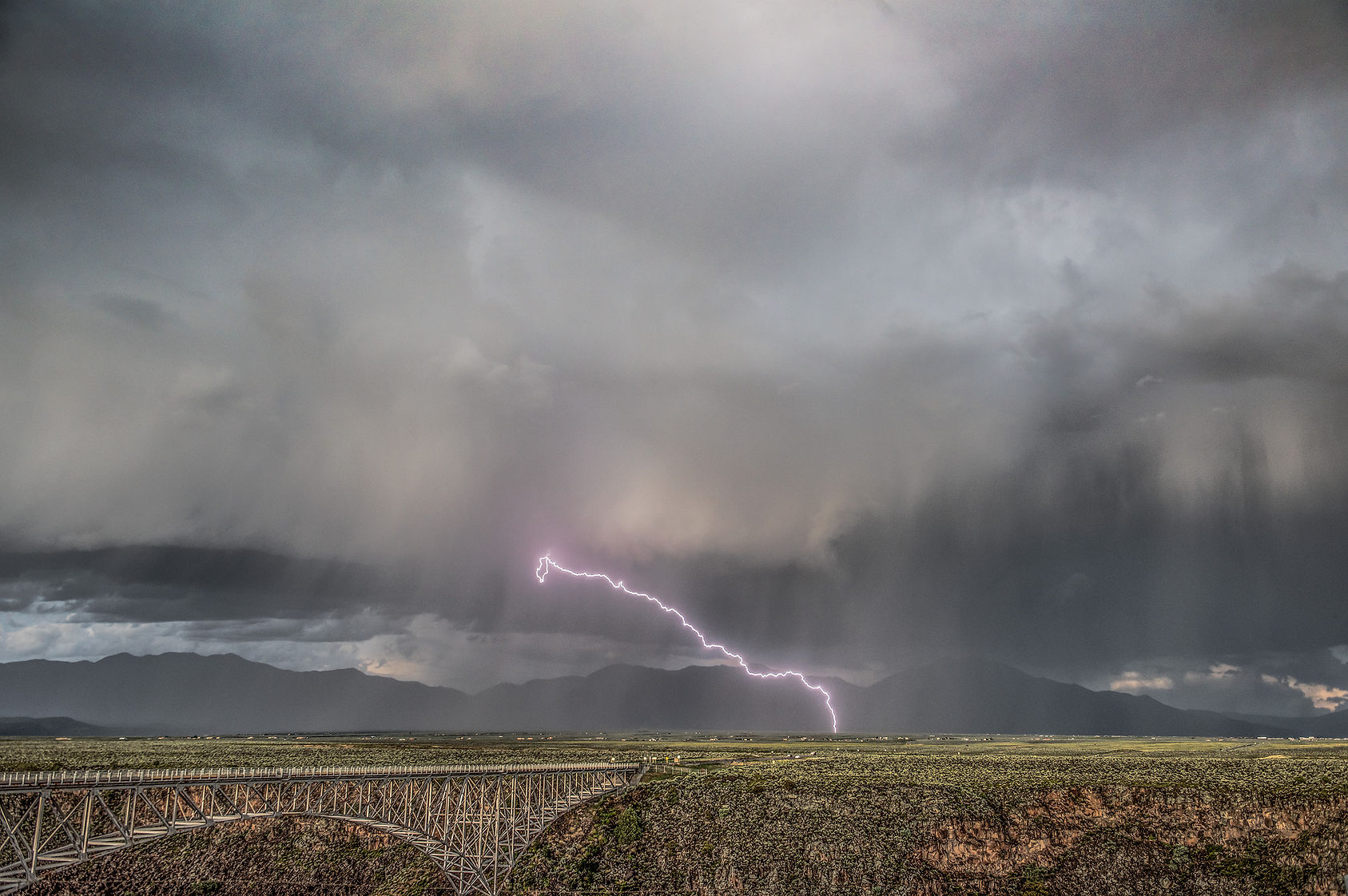 Lightning Bolt over Taos Gorge Bridge