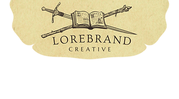 Lorebrand Creative Logo sword staff and book