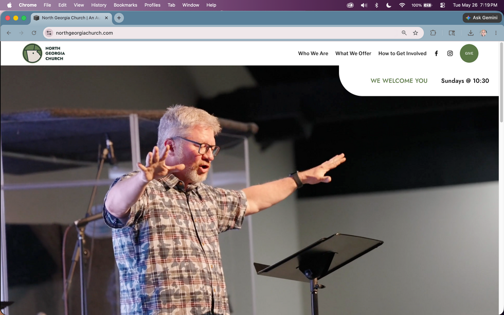 Homepage design featuring sermon content and church leadership