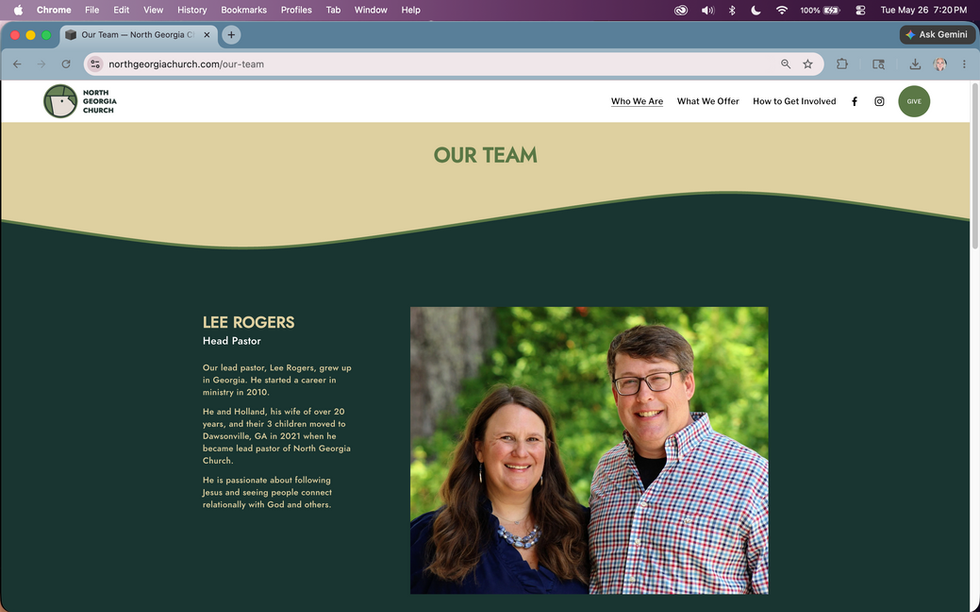 Church staff and leadership team page for North Georgia Church