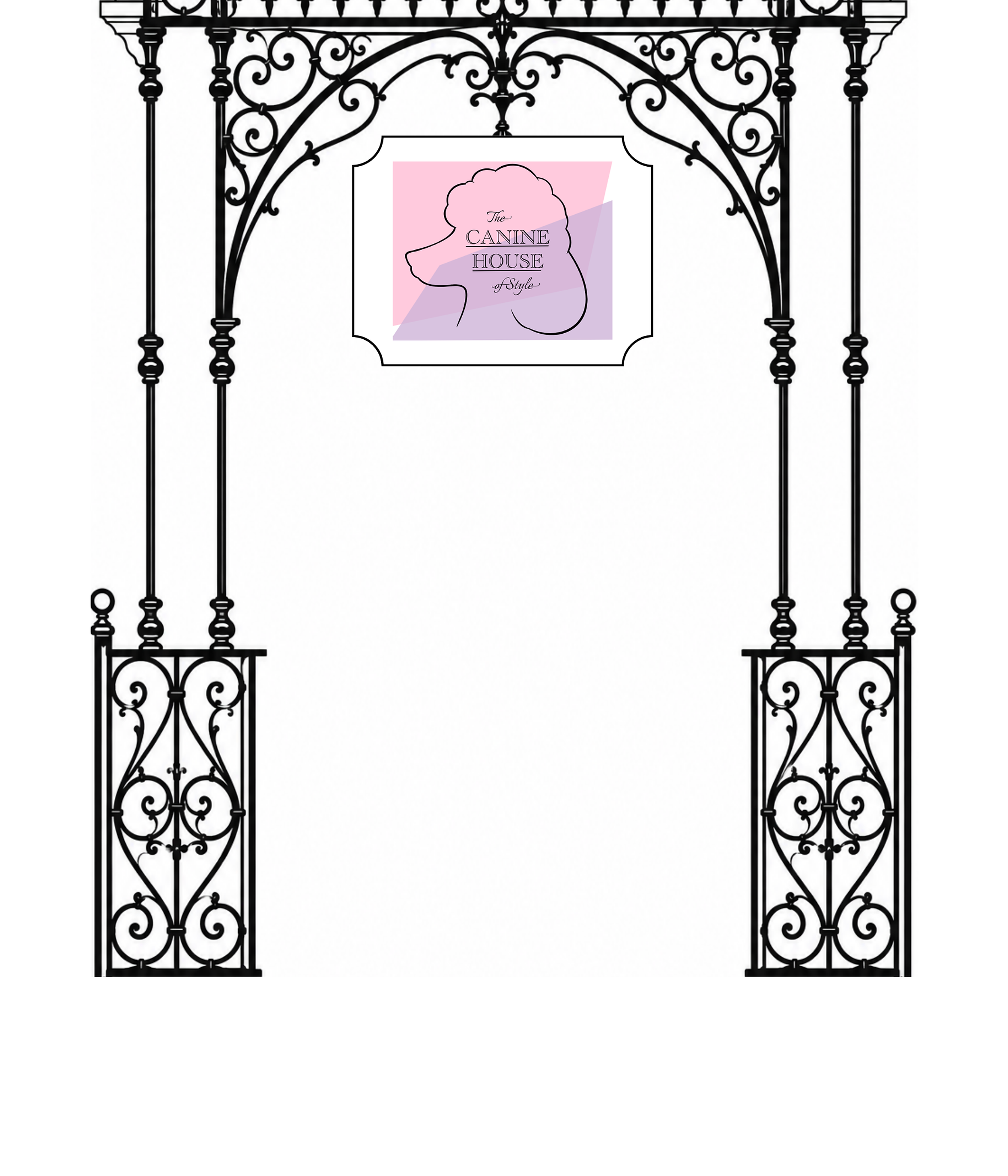 The Canine House of Style logo depicting a line drawing of a poodle's side-profile with the business name inside.
