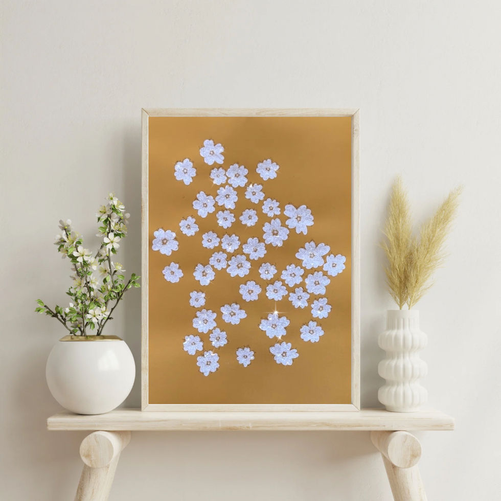 Glitter art ilustracija cvjetića sa staklenim šljokicama.