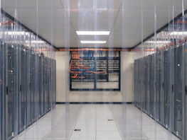 Data center visiblee through clean air containment curtains