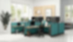 Friant turqoise cubicles.
