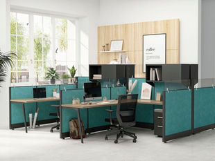 Friant turqoise cubicles.