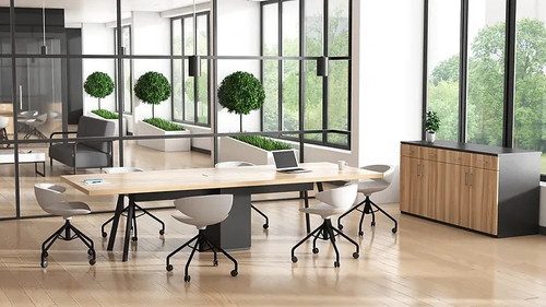 Square Panel Table 10' Conference Table with Metal Legs & Square Panel Base | Jamesville ...