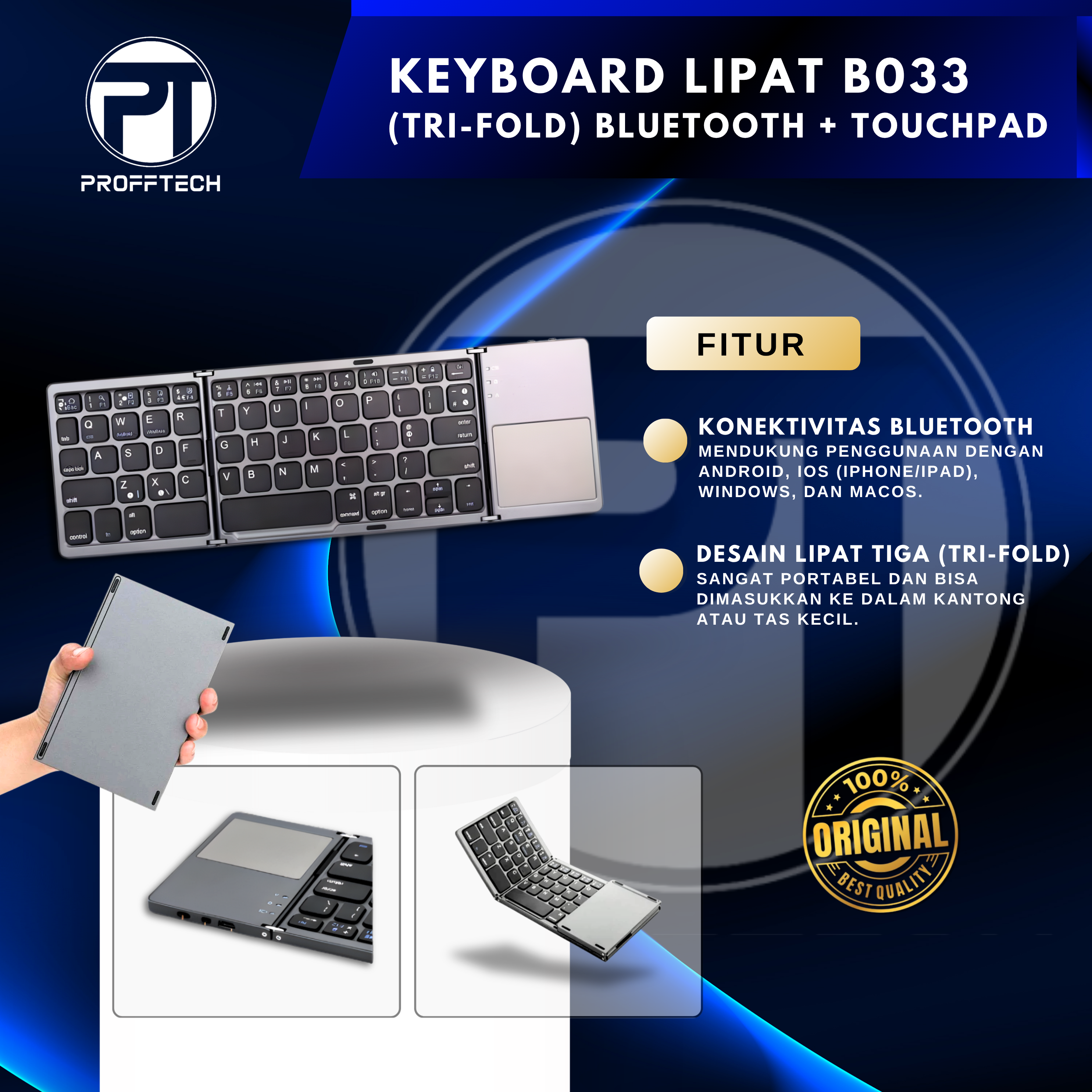 KEYBOARD LIPAT B033 ( TRI-FOLD)