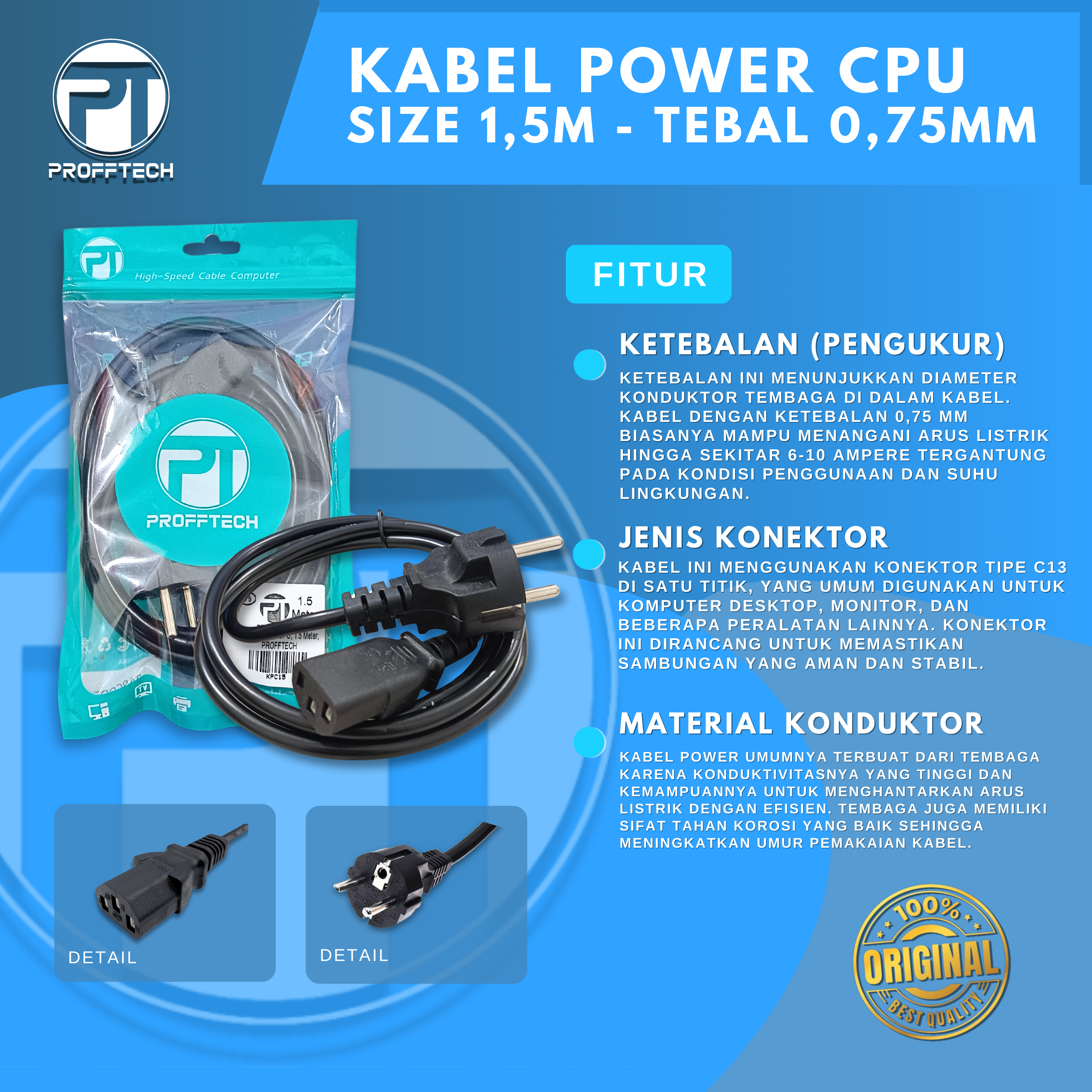 KABEL POWER CPU SIZE 1,5M