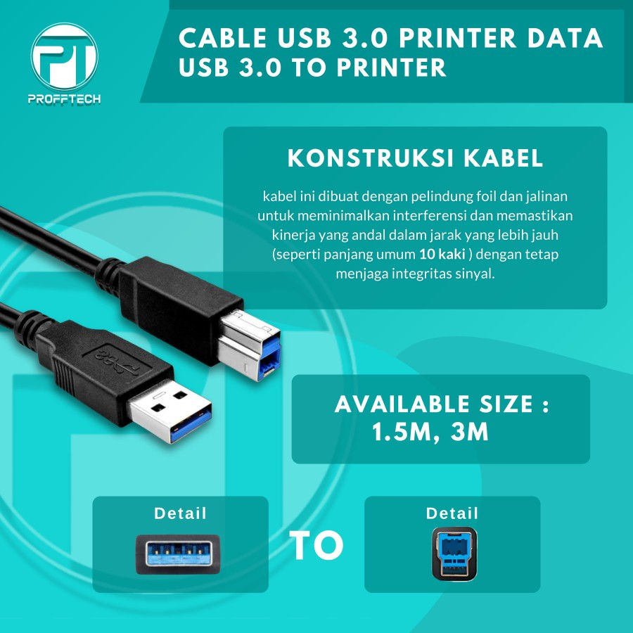 Thumbnail: KABEL USB PRINTER 3.0 PROFFTECH