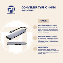 CONVERTER TYPE C - HDMI USB 3.0 (6 IN 1)