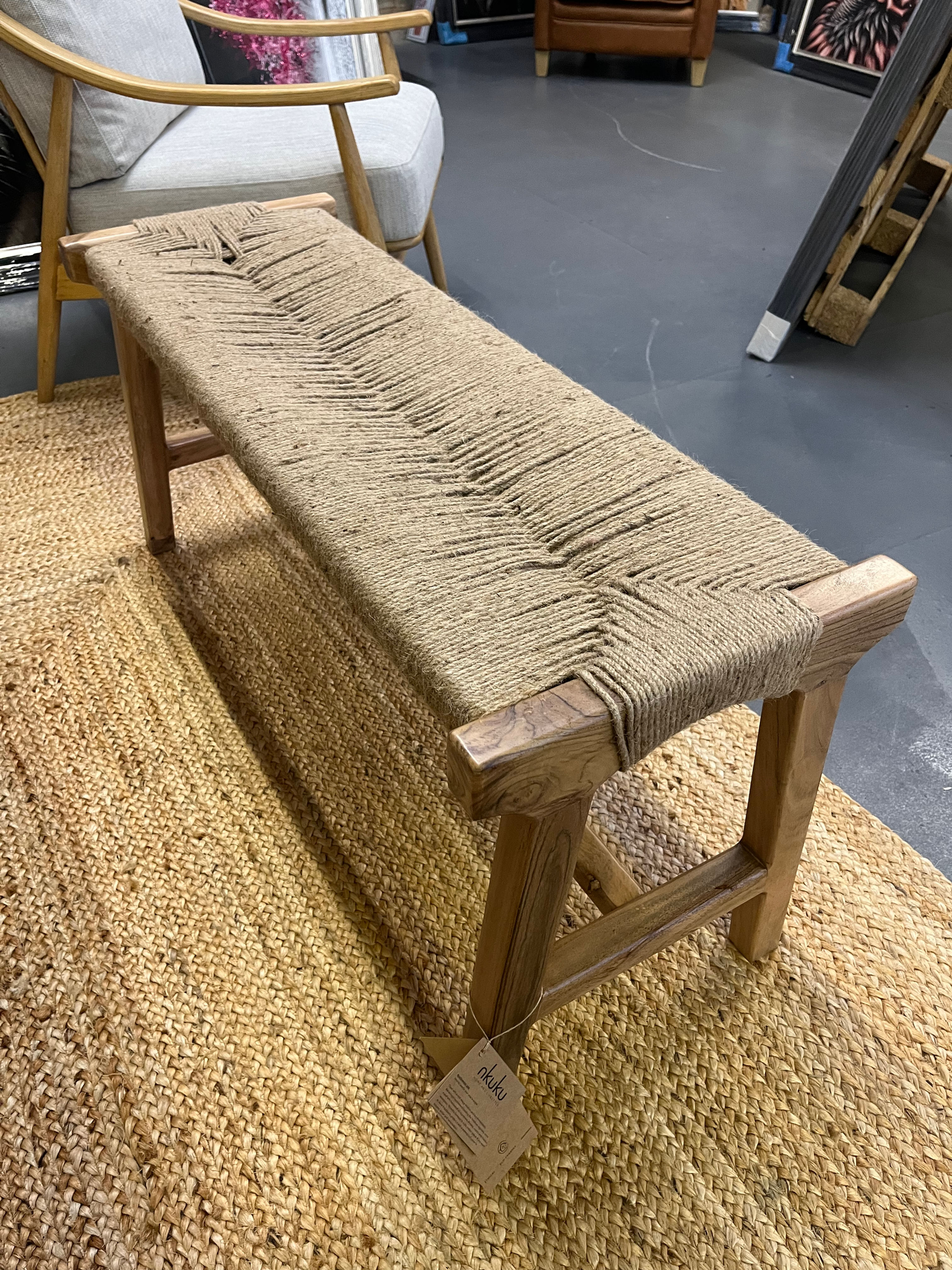 Nkuku Amhara &Acacia Jute Woven Bench