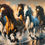 Thumbnail: Galloping Horses Charcoal Cove/ Champagne Trim Frame