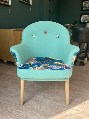 Green Floral Pattern Chair Reupholstered/Restored featured on a BBC