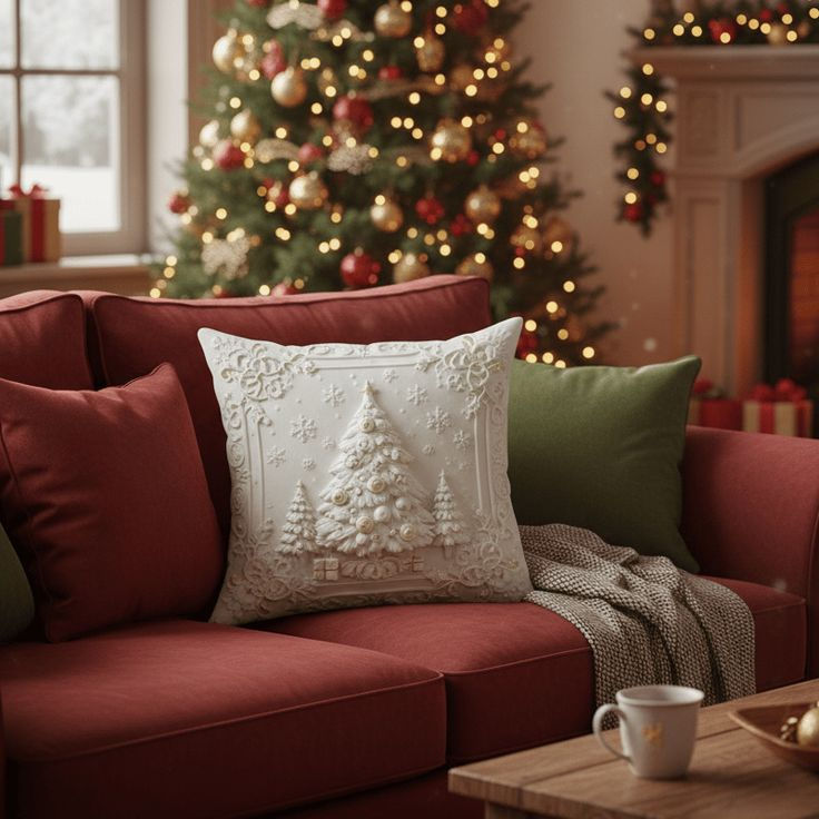 Last Day Promotion 49% OFF✨Christmas Throw Pillow Cover for Couch–Cozy Holiday Decor White