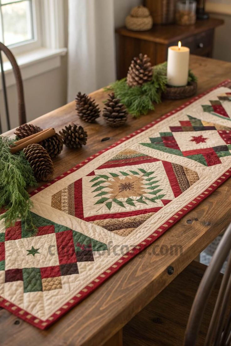 9 Stunning Quilted Patchwork Table Runners for Rustic Cabin Christmas Decor.jpg