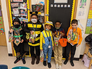 Class X17 students in their Halloween costumes