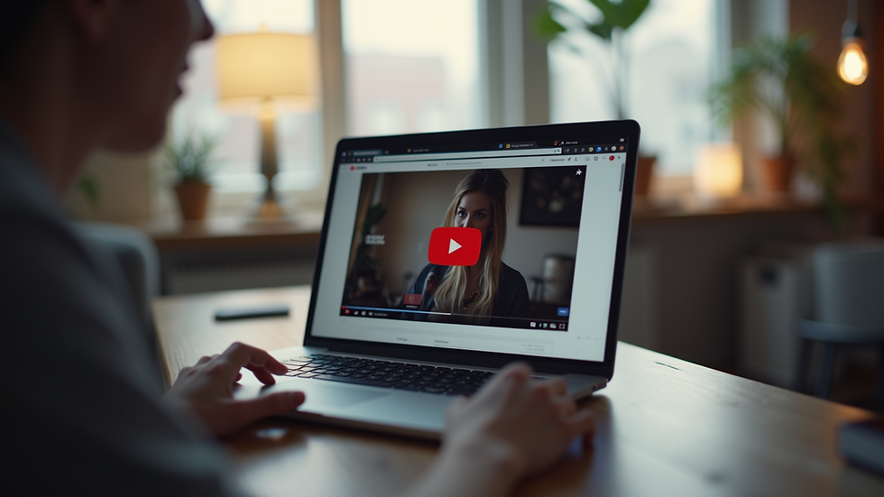 Close-up view of a YouTube video playing inside a lightbox popup on a website