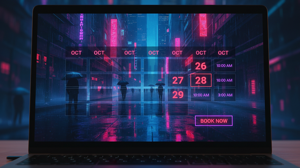 Eye-level view of a laptop screen showing a booking calendar interface