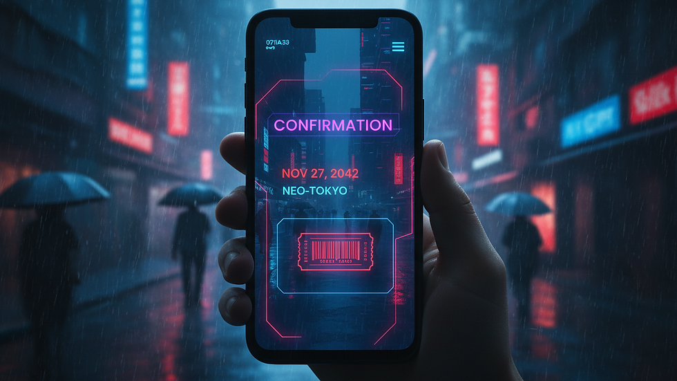 Close-up view of a smartphone displaying a booking confirmation screen
