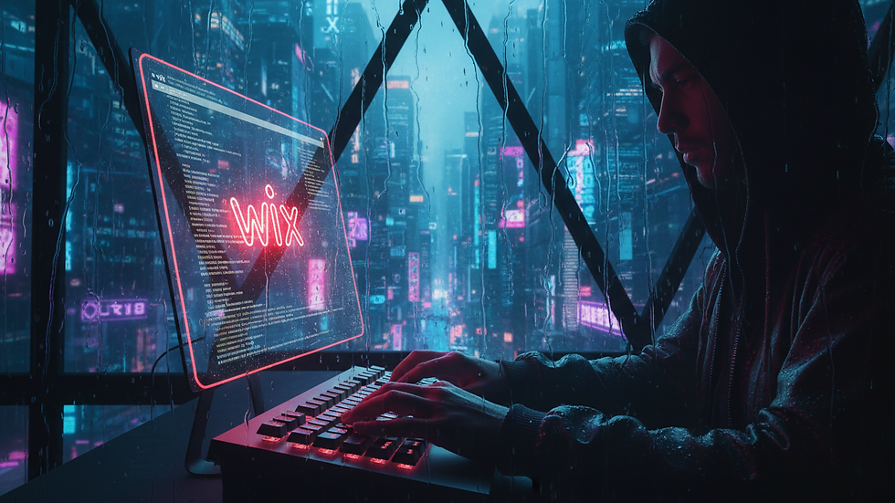 Close-up view of a developer working on Wix website code