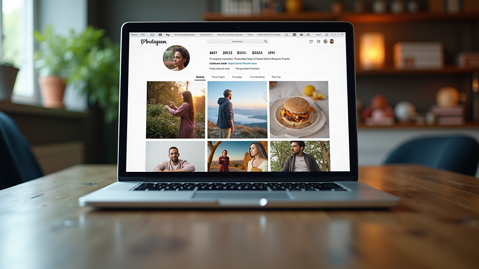 Eye-level view of a website displaying a fresh Instagram feed with colorful posts