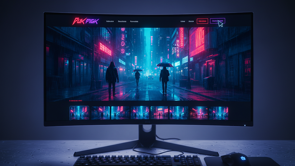Close-up view of a desktop monitor displaying a website with interactive elements