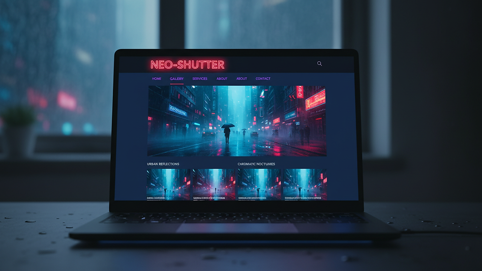 Eye-level view of a laptop screen showing a custom Wix website design