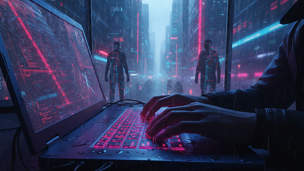 Close-up view of a developer’s hands typing code on a laptop keyboard