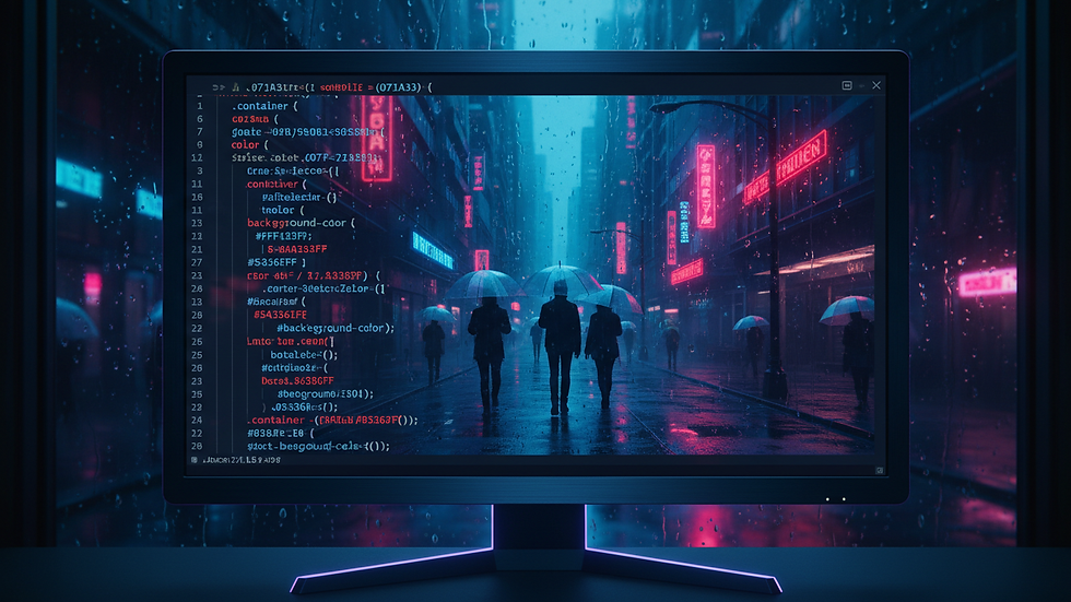 Close-up view of a computer screen showing code editor with CSS code
