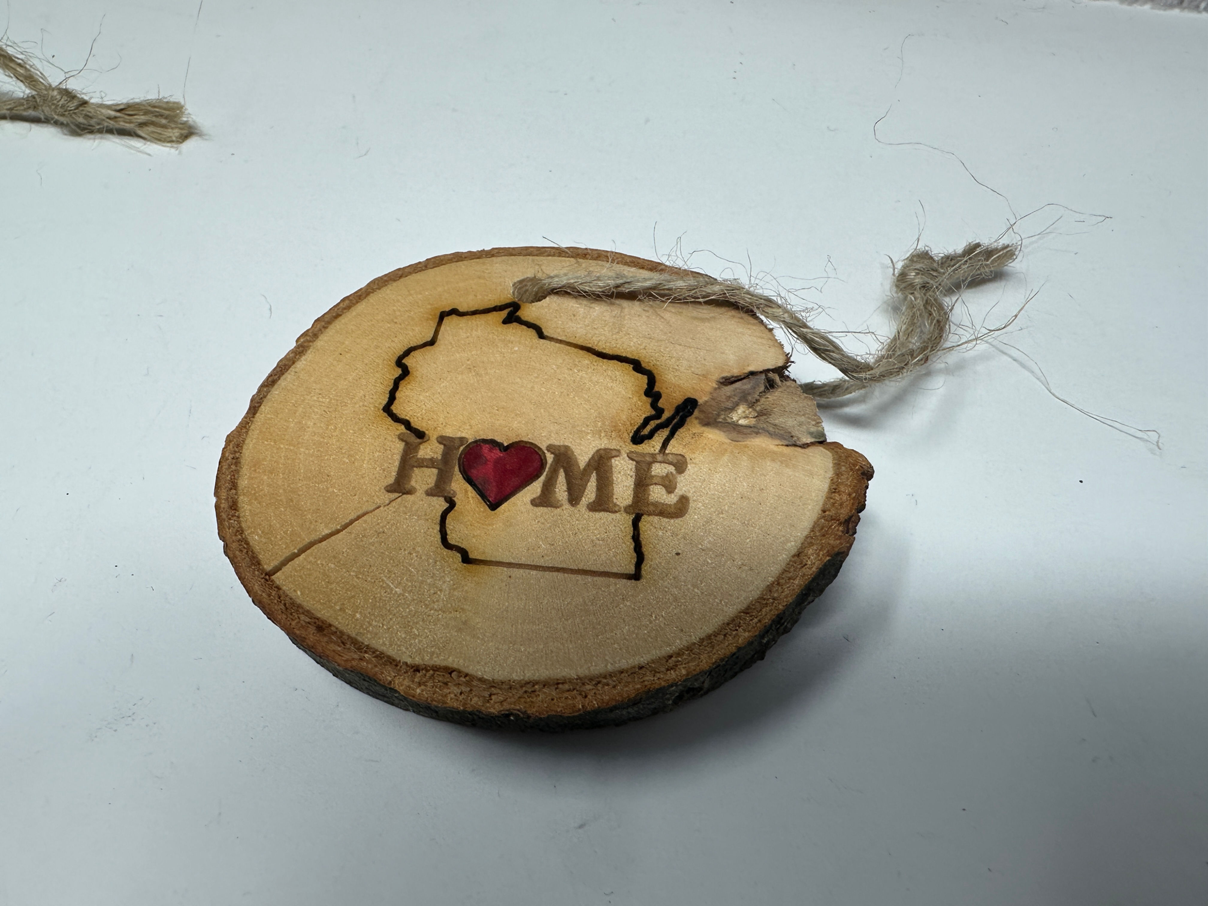 Wisconsin "Home" Rustic Branch Ornament