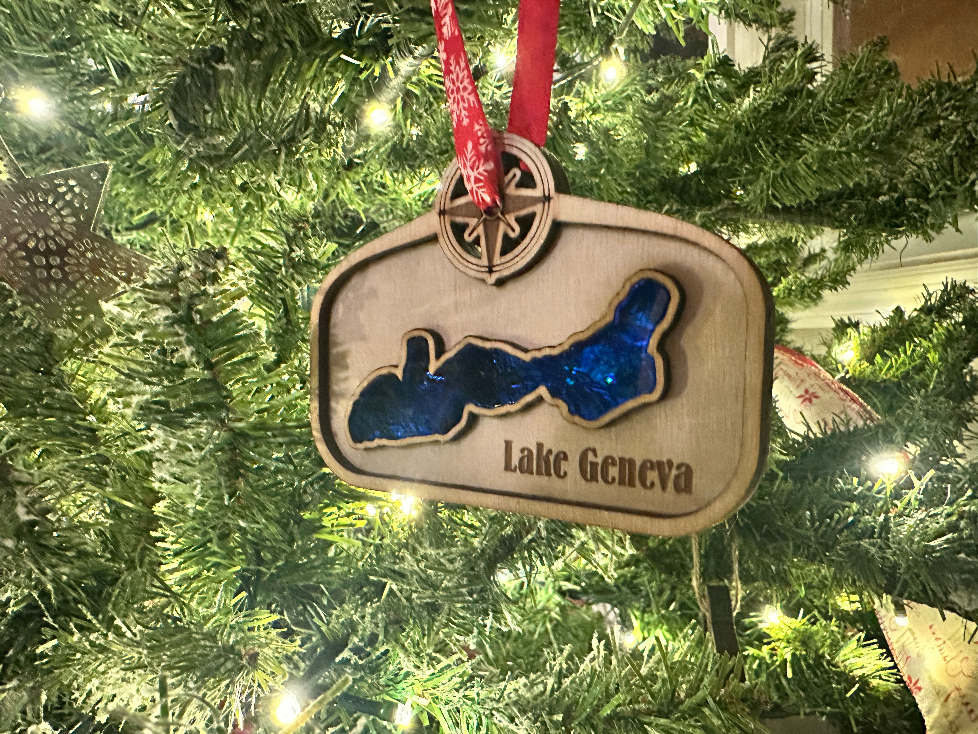 Lake Geneva Wooden Ornament