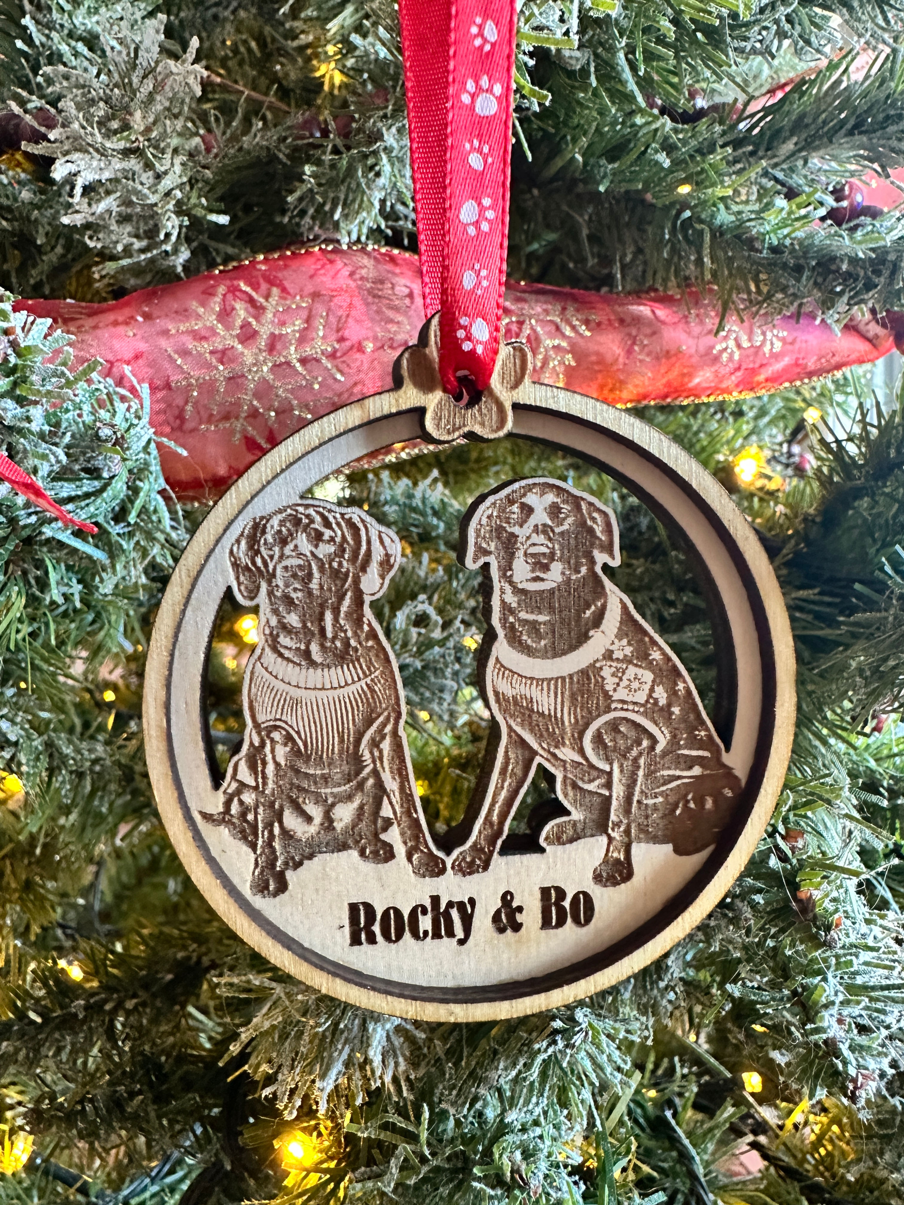Custom Layered Engraved Wooden Pet Ornament
