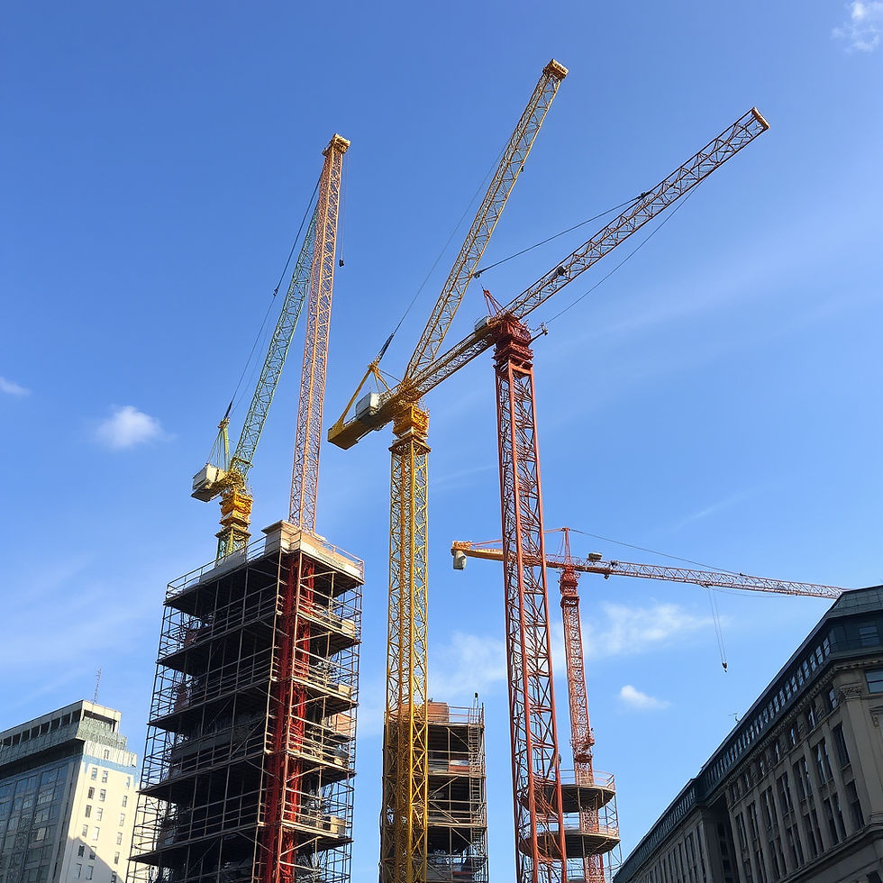 Crane-able Scaffolding , in the city , 3 cranes