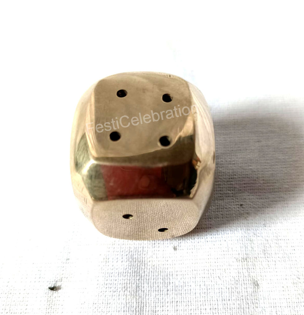 Thumbnail: Brass Auspicious Dice Small Decorative Incense Stick Holder Golden piece