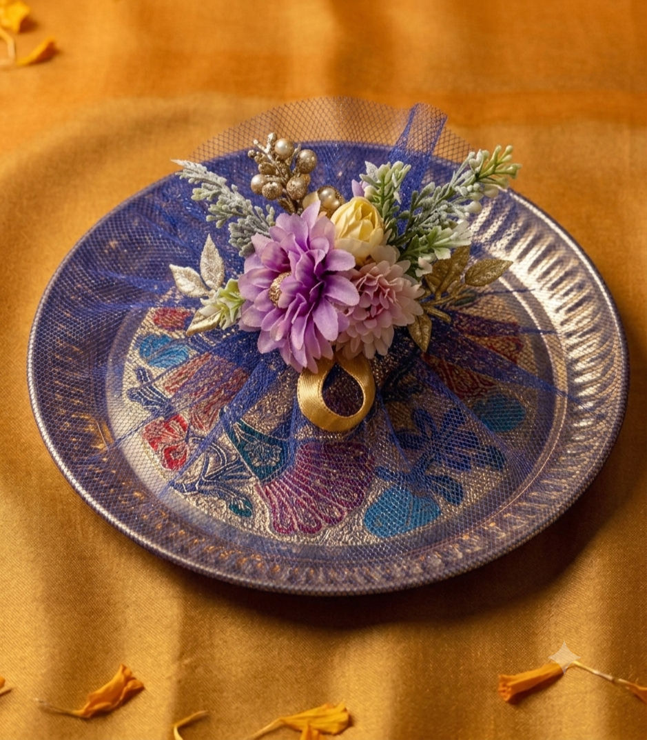 Meenakari Peacock Design Brass Plate